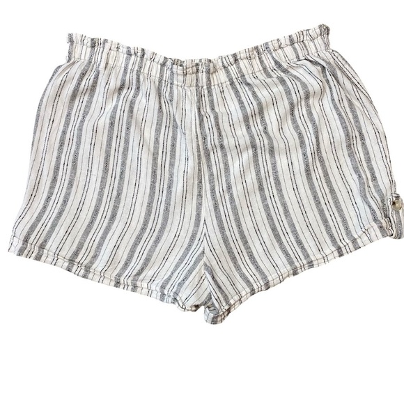 Time and Tru Women Plus sz XXXL (22) White Gray Linen Blend Shorts Elastic Waist - Picture 3 of 7